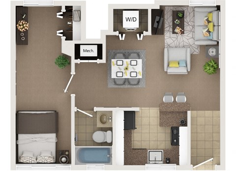 574sf studio apartment at Cardiff Hall Apartments, Towson, Maryland